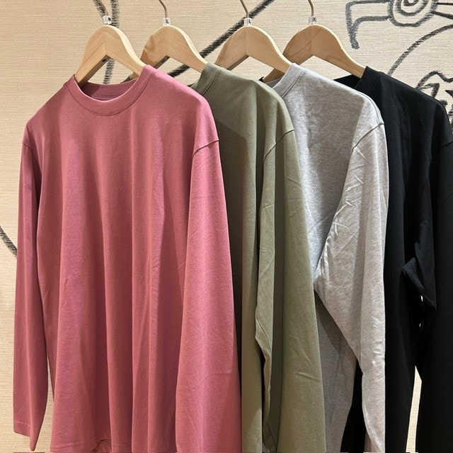 天竺編みクルーネック長袖Tシャツ
