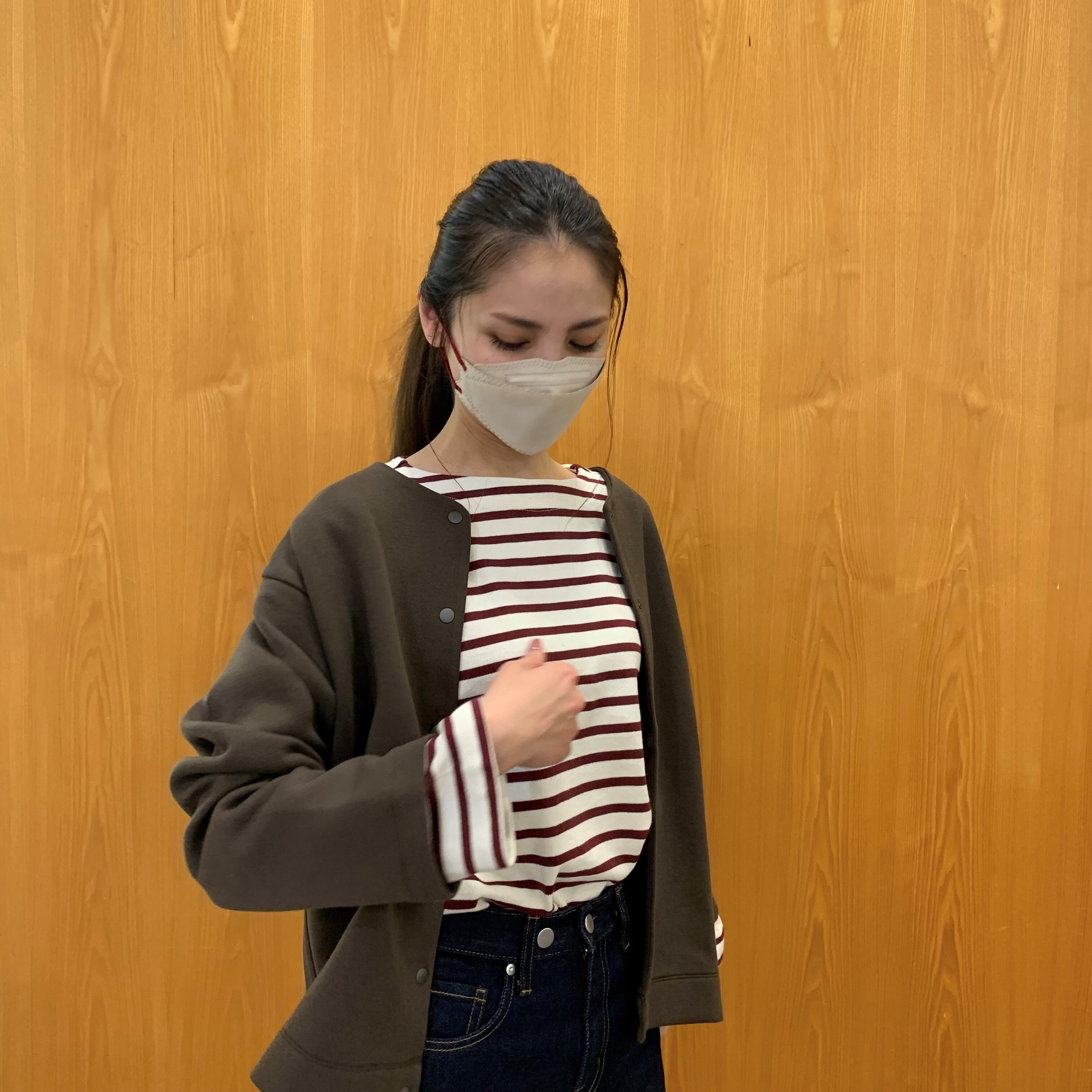 太番手ボートネック長袖Ｔシャツ
