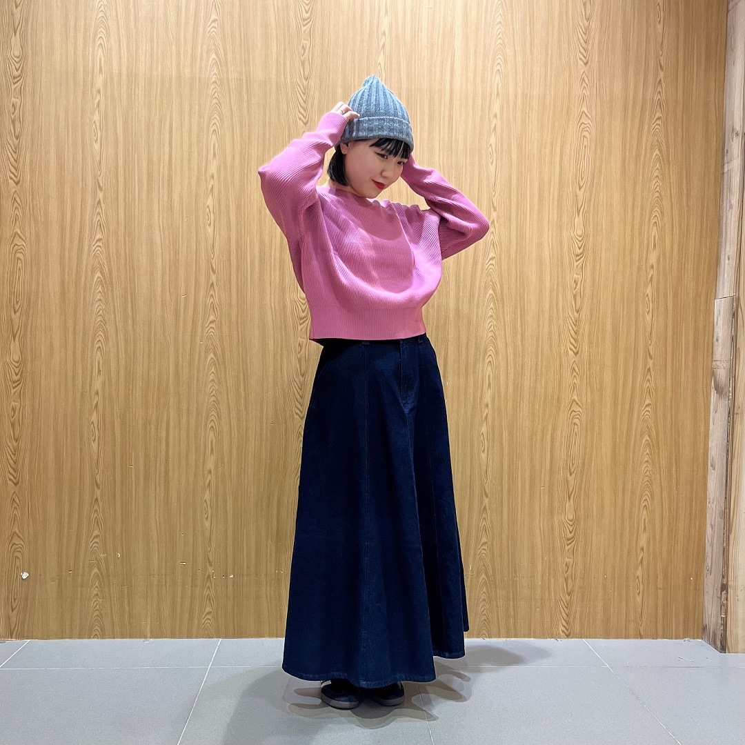 洗える畦編みショート丈セーター