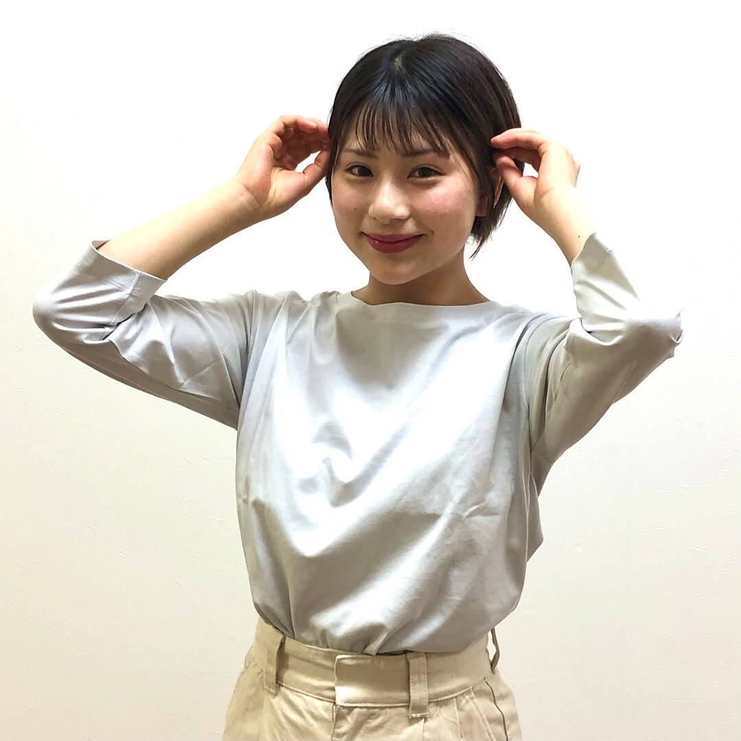 【ザ・モール仙台長町】婦人　天竺編みボートネック七分袖Tシャツ
