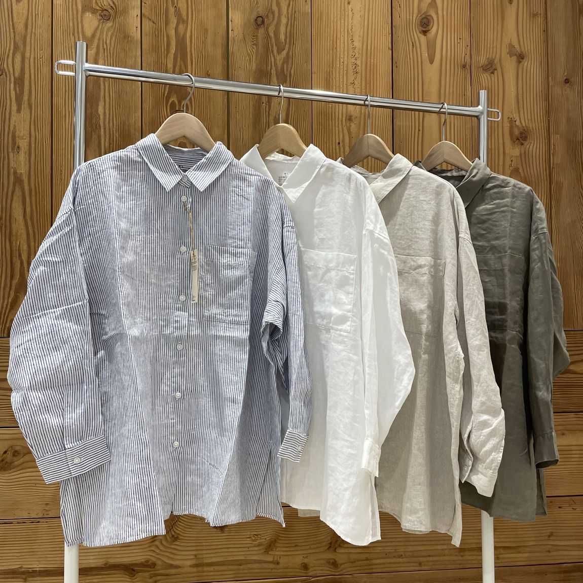 【そごう千葉】フレンチリネン洗いざらしワイドシャツ