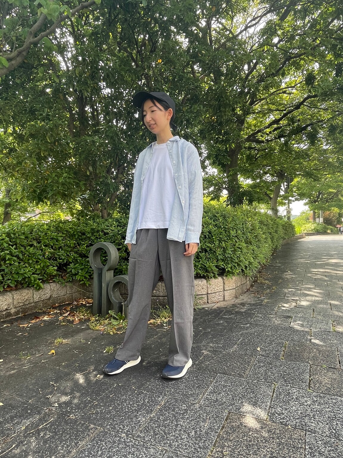 ワイド半袖シャツとワイドパンツ