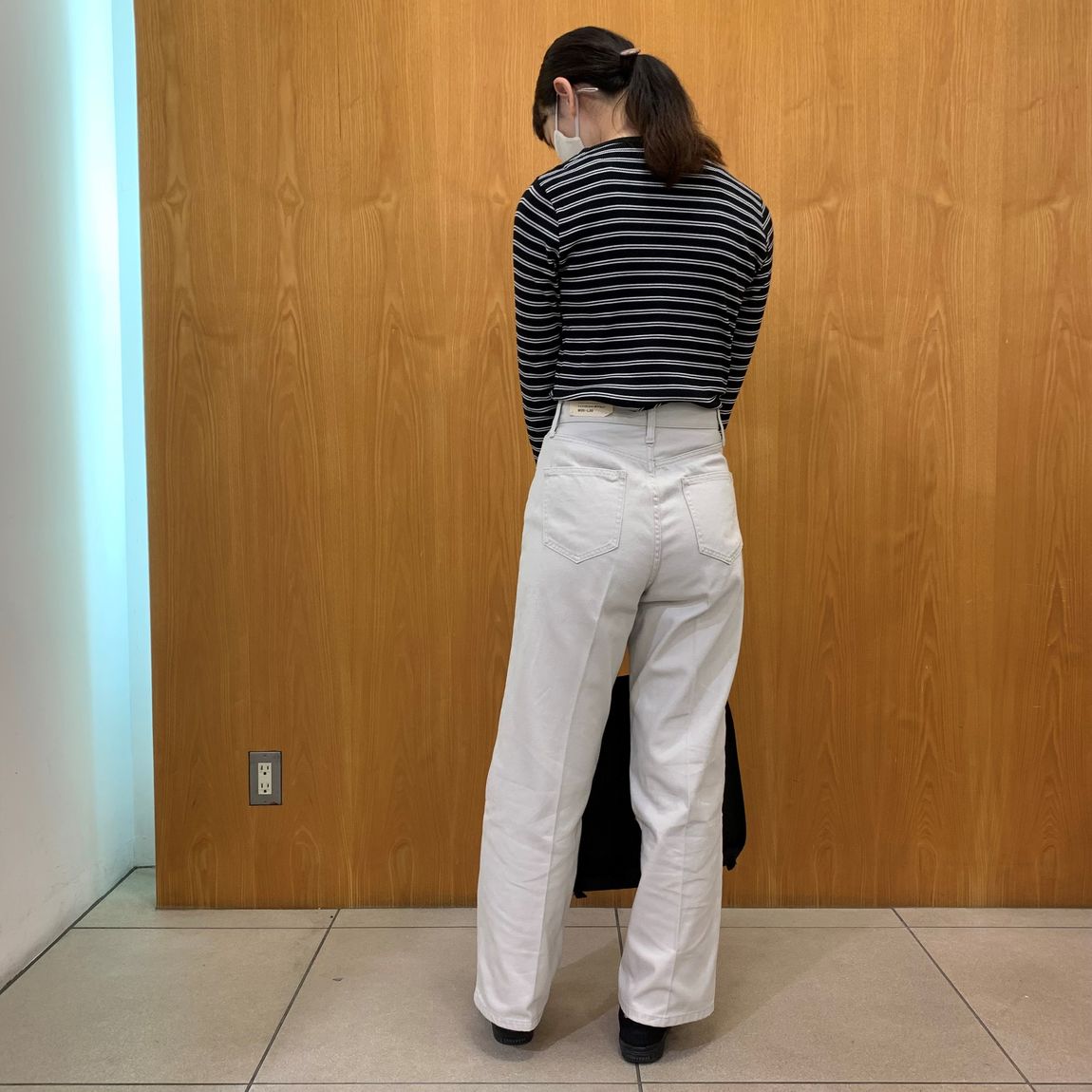 ストレッチリブ編みクルーネック長袖Ｔシャツ