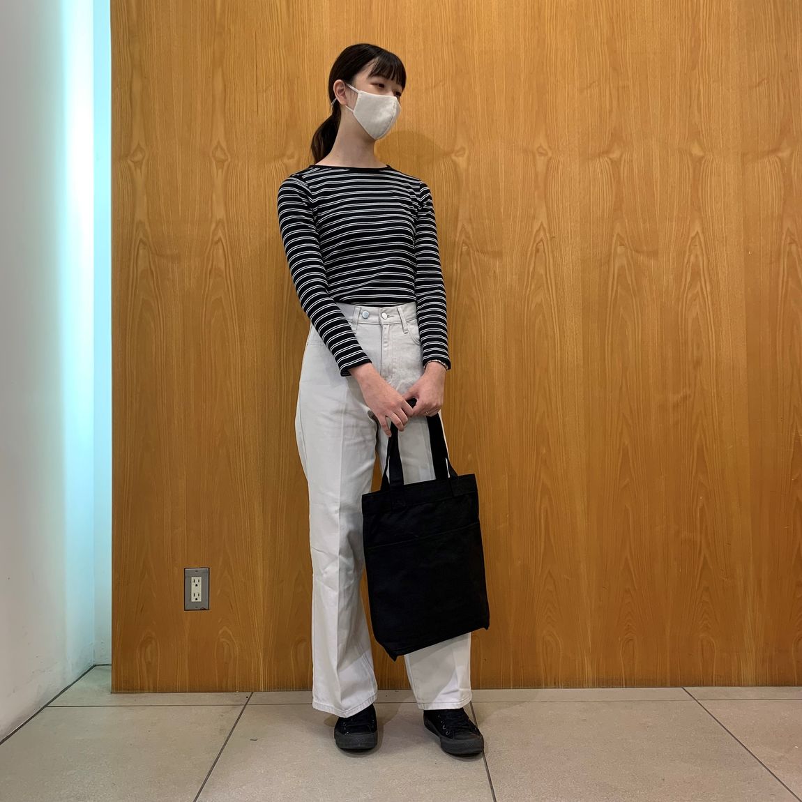 ストレッチリブ編みクルーネック長袖Ｔシャツ