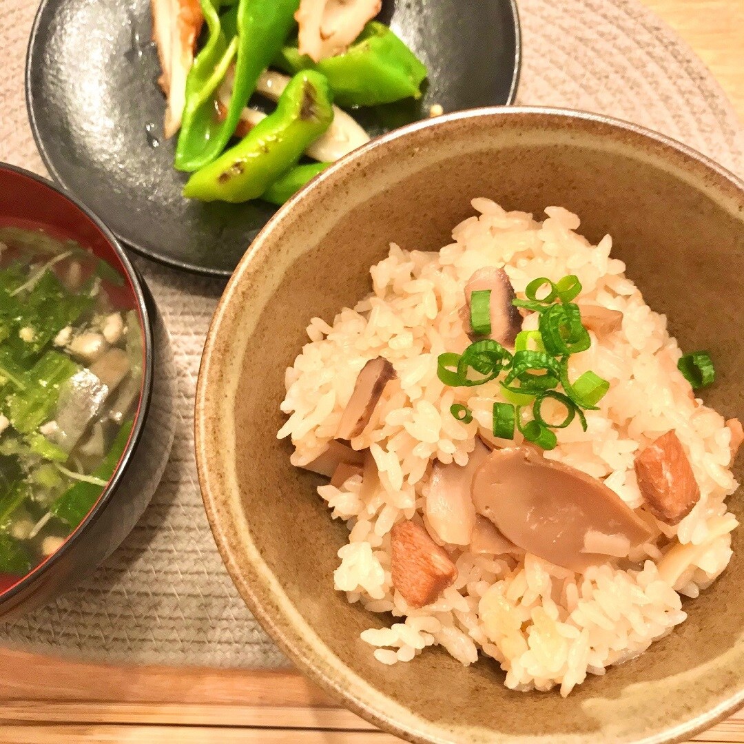 松茸と鶏肉のごはん