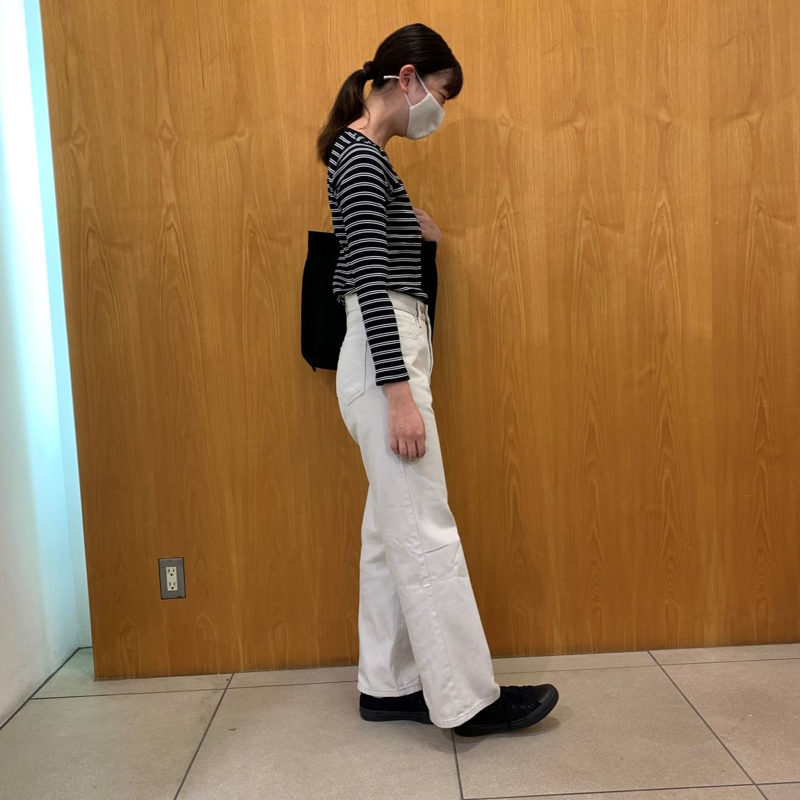 ストレッチリブ編みクルーネック長袖Ｔシャツ
