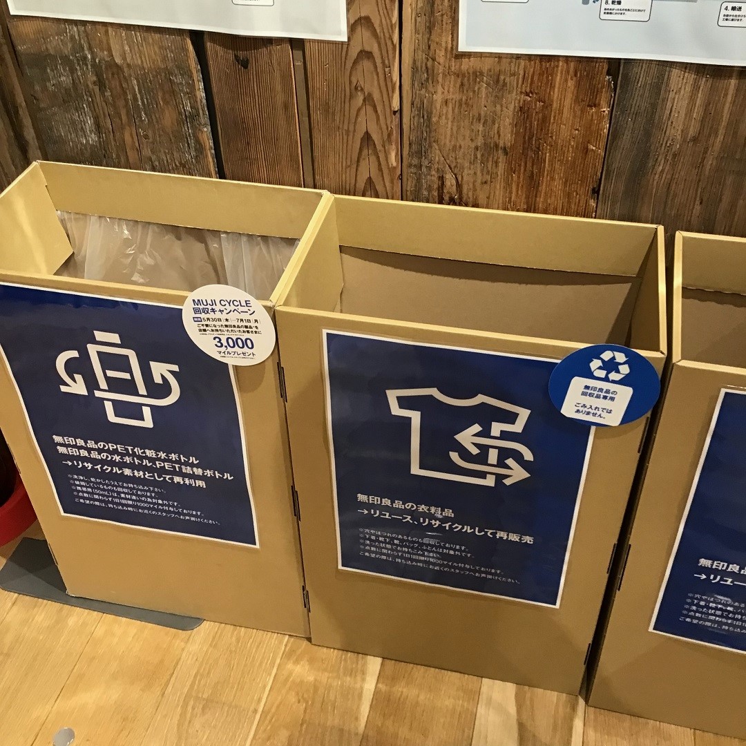衣料品、スキンケアPETボトルの回収は主に１号館にて行っています