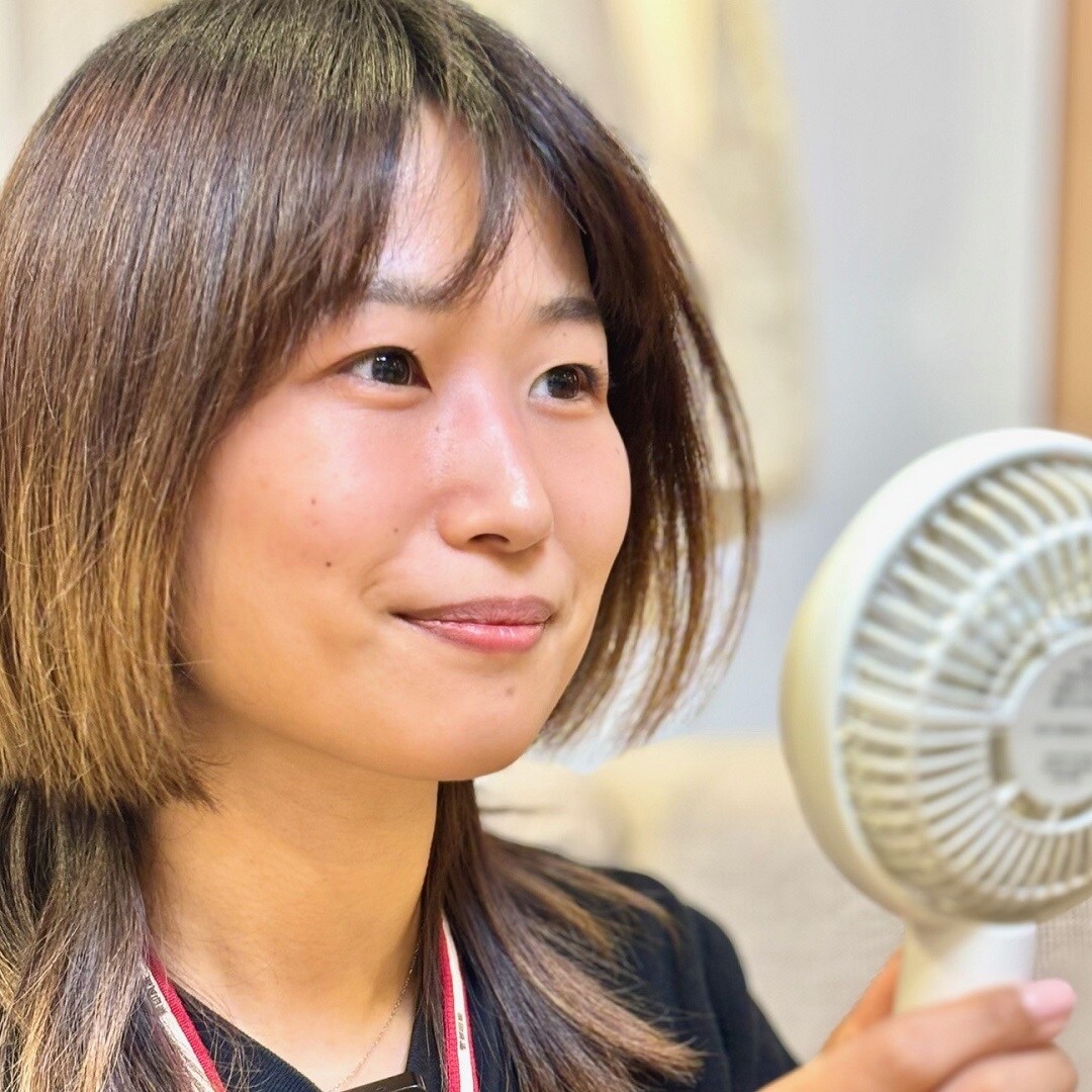 【ザ・モール仙台長町】角度が変えられる充電式ハンディファン　風量1の時