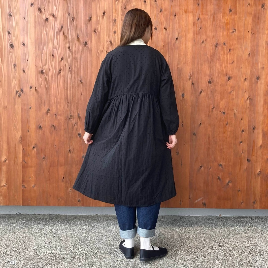 二重ガーゼドットドビーロングカーディガン