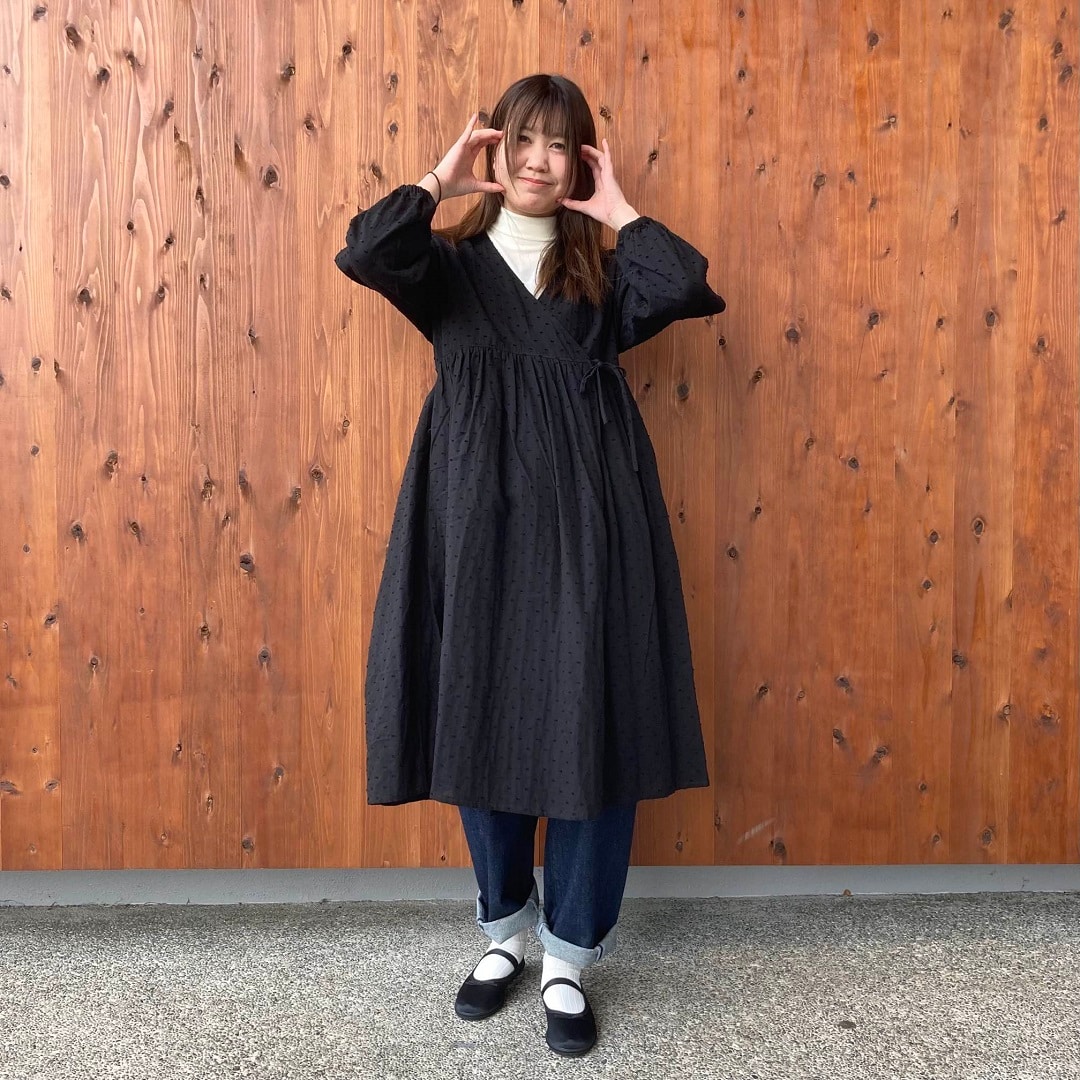 二重ガーゼドットドビーロングカーディガン