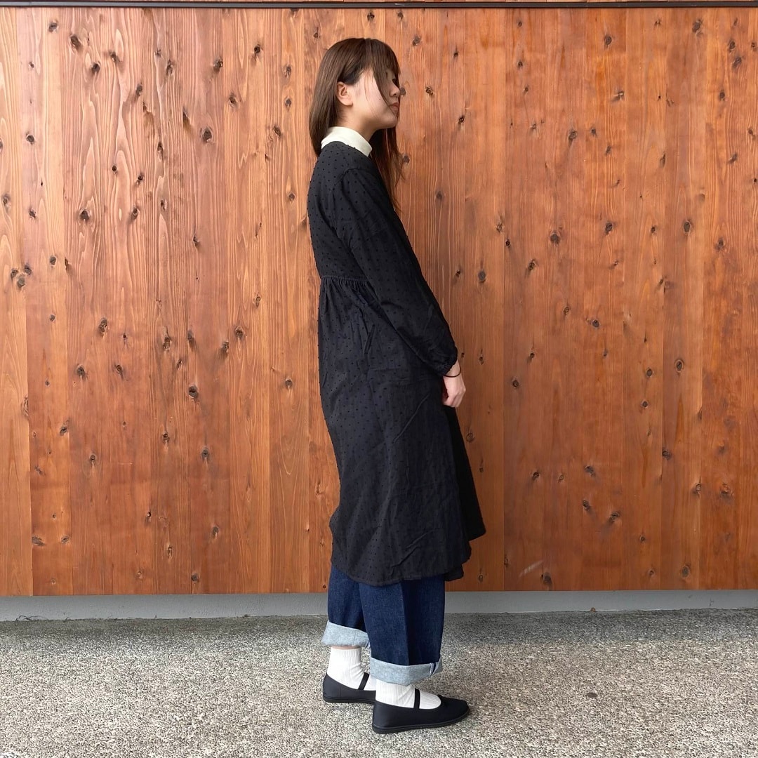 二重ガーゼドットドビーロングカーディガン