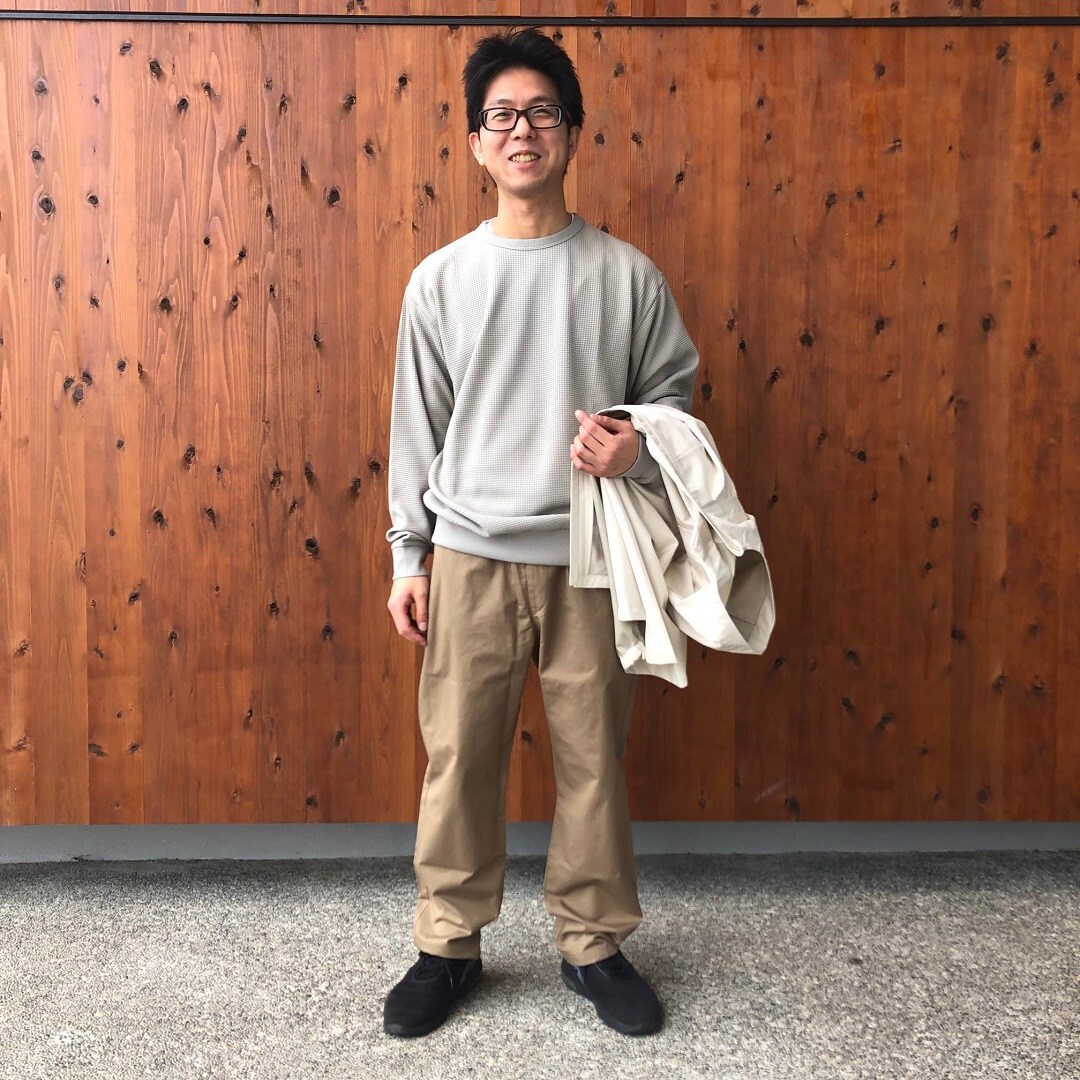 UVカット乾きやすいワッフルクルーネック長袖Ｔシャツ