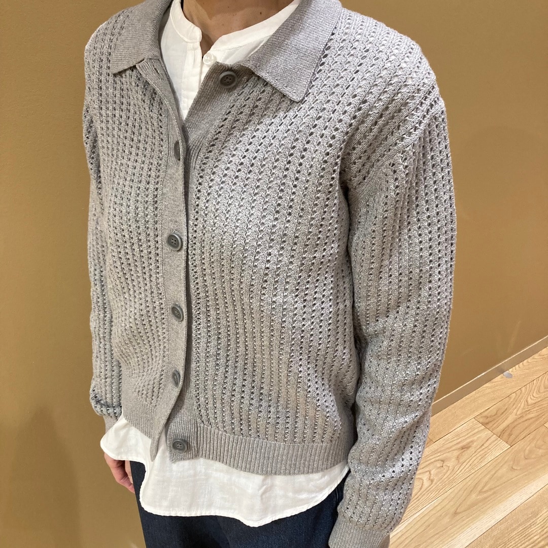 洗えるメッシュポロカーディガン
