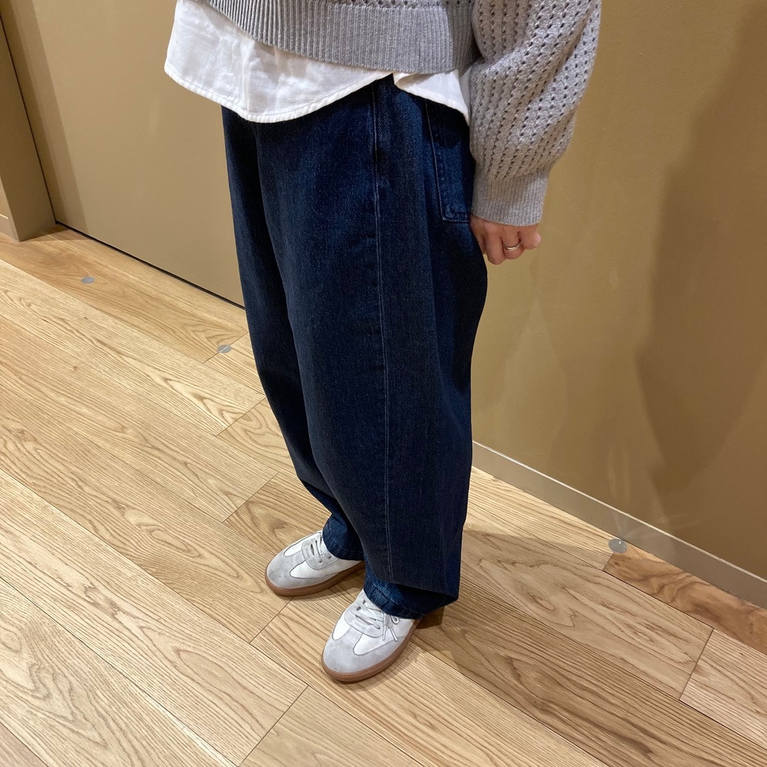 木の実から作ったカポック混デニムコクーンパンツ