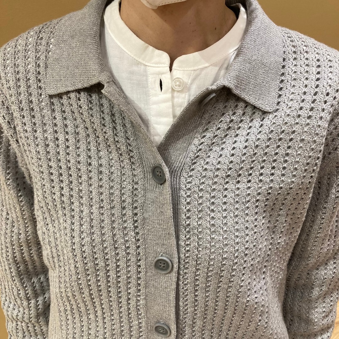 洗えるメッシュポロカーディガン