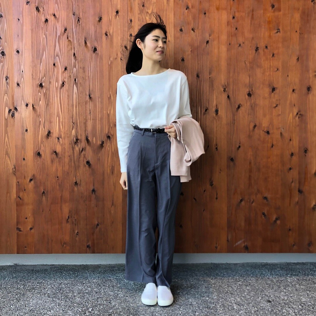 太番手ボートネック長袖Tシャツ