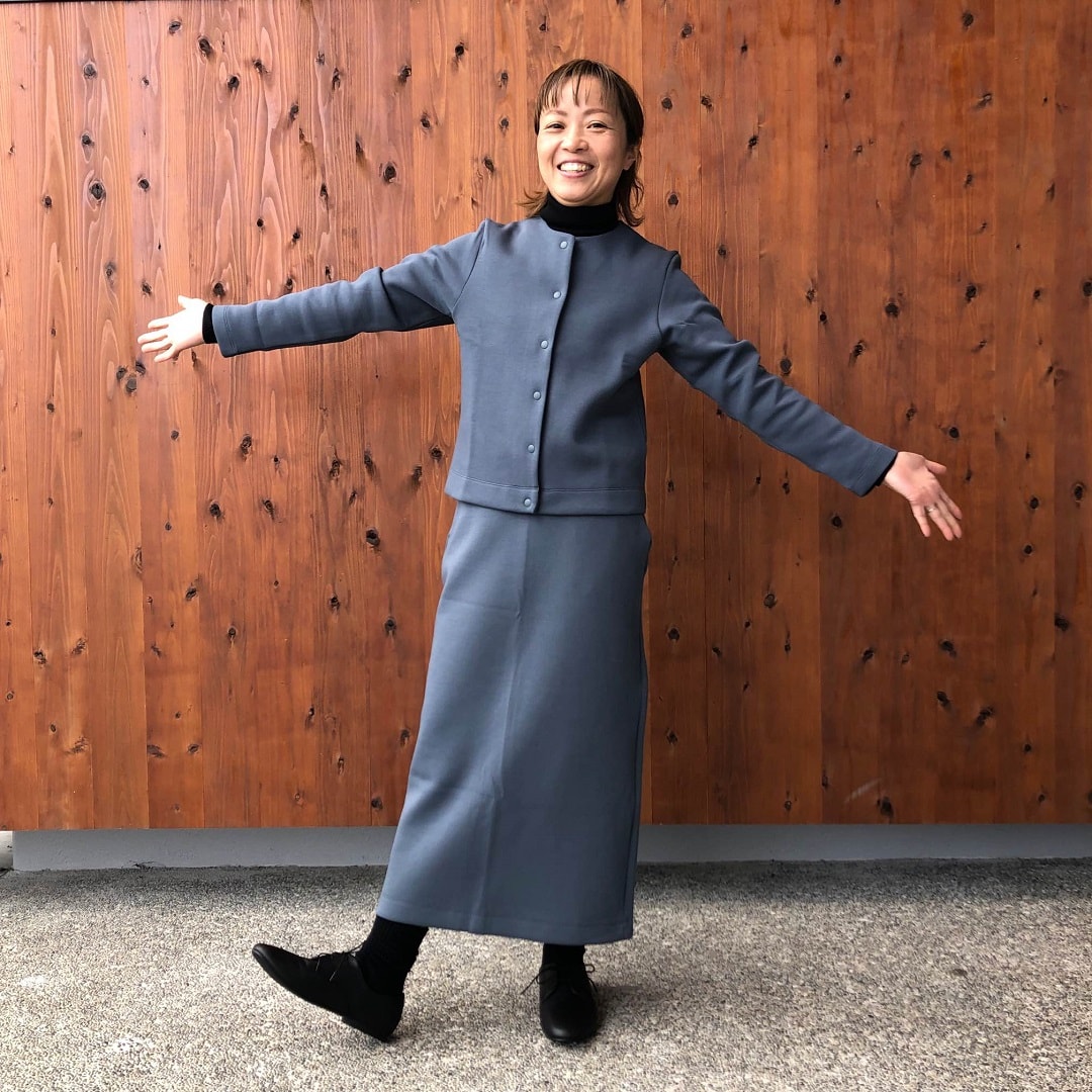 二重編みスウェットカーディガン
