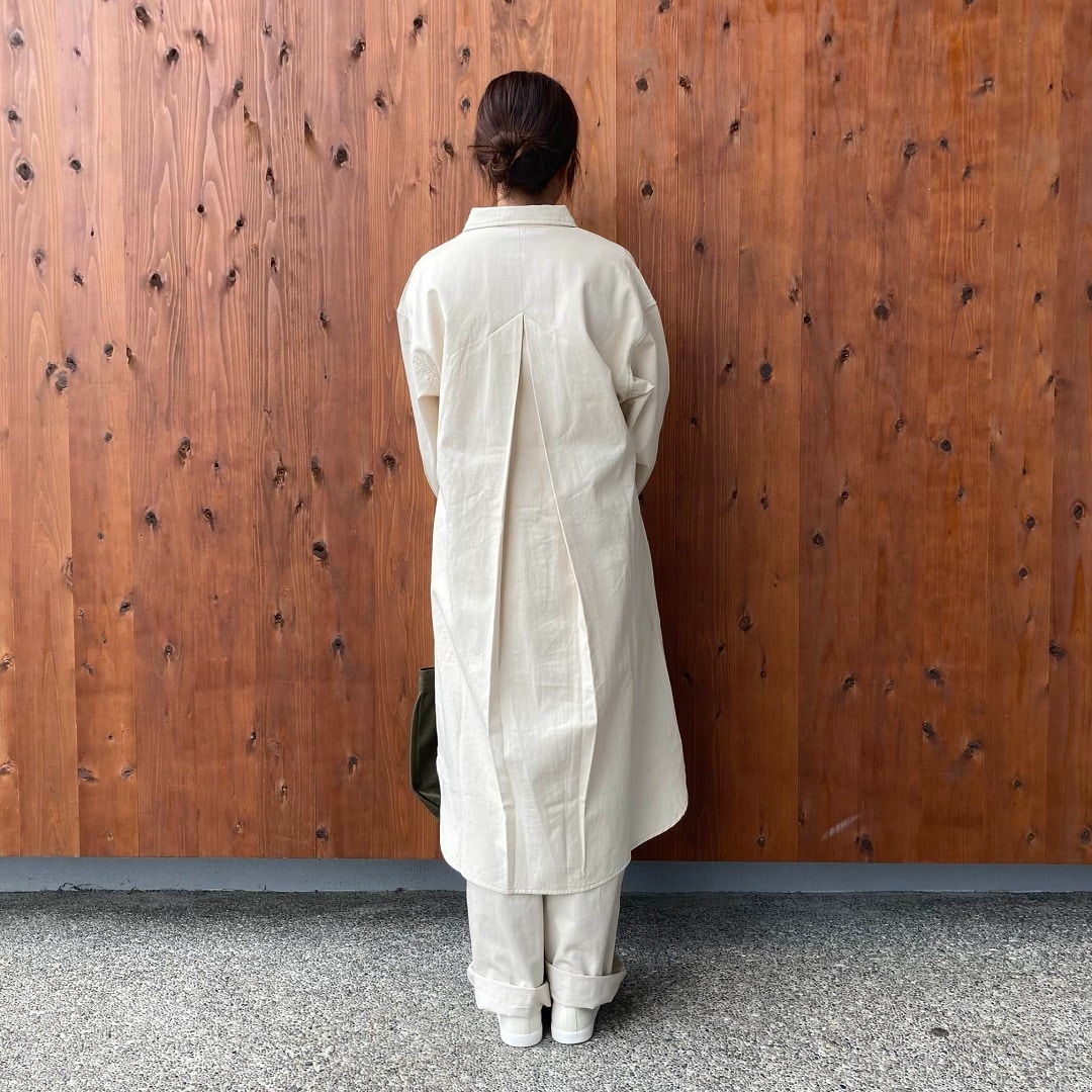 カポック混ライトツイル長袖ワンピース