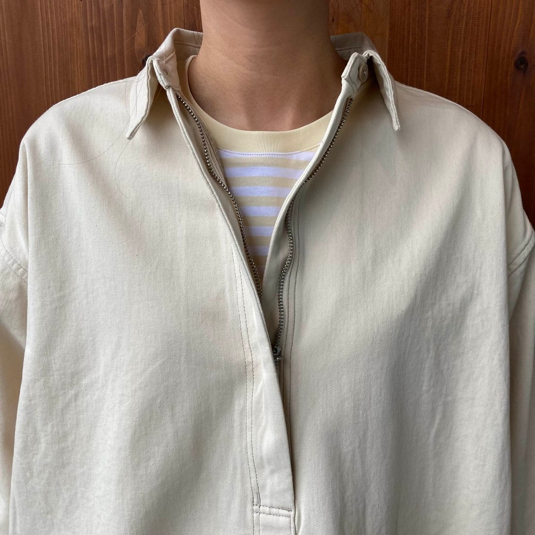 カポック混ライトツイル長袖ワンピース