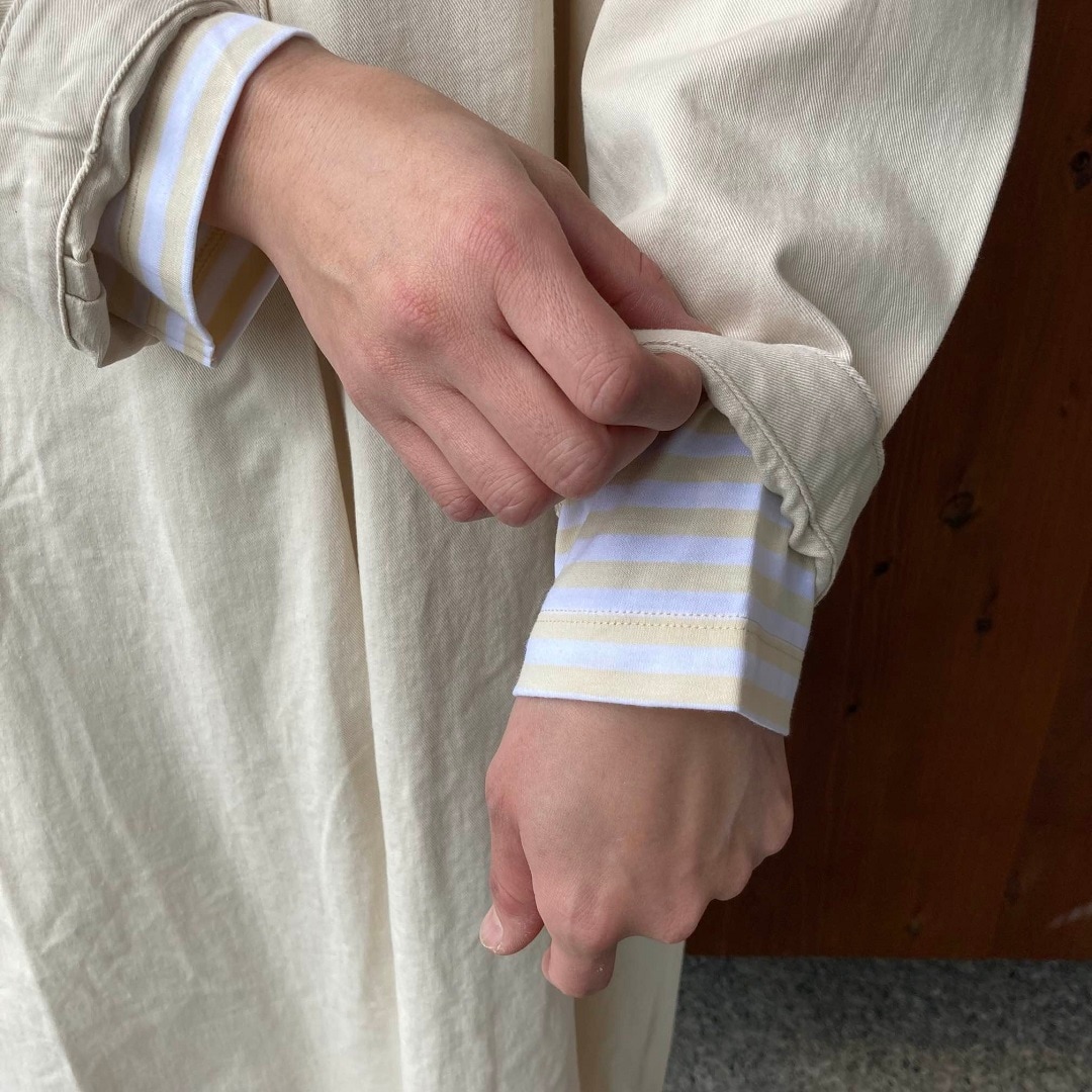 カポック混ライトツイル長袖ワンピース