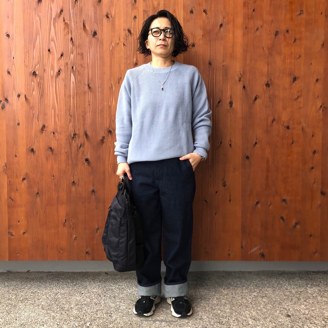 洗える畦編みクルーネックセーター