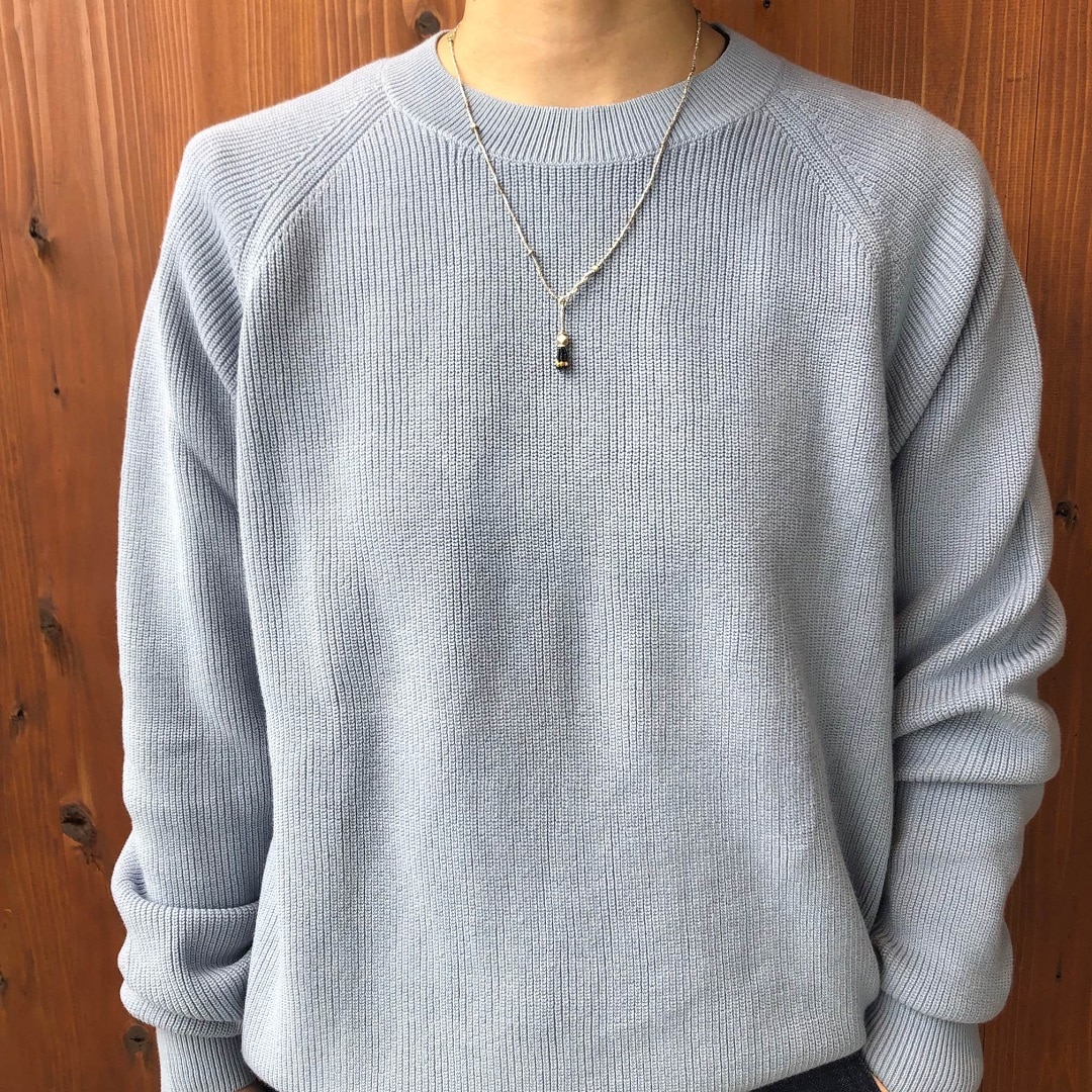 洗える畦編みクルーネックセーター