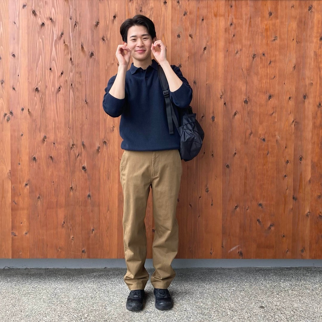 洗える畦編みポロセーター