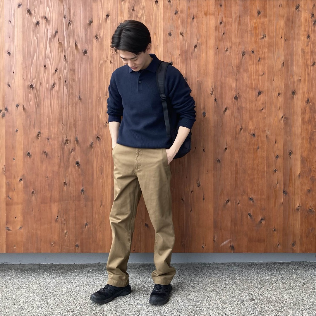 洗える畦編みポロセーター