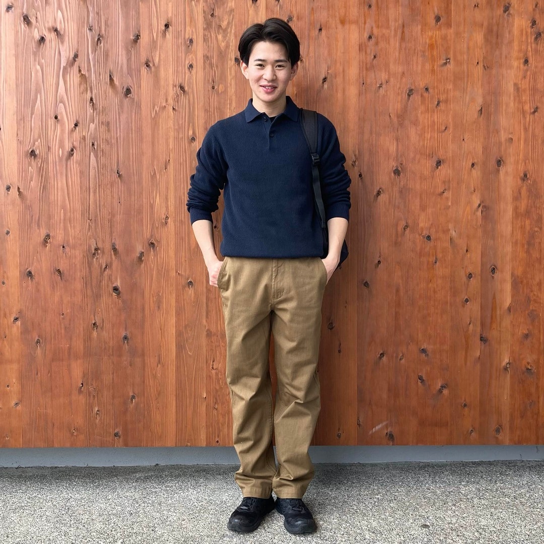 洗える畦編みポロセーター