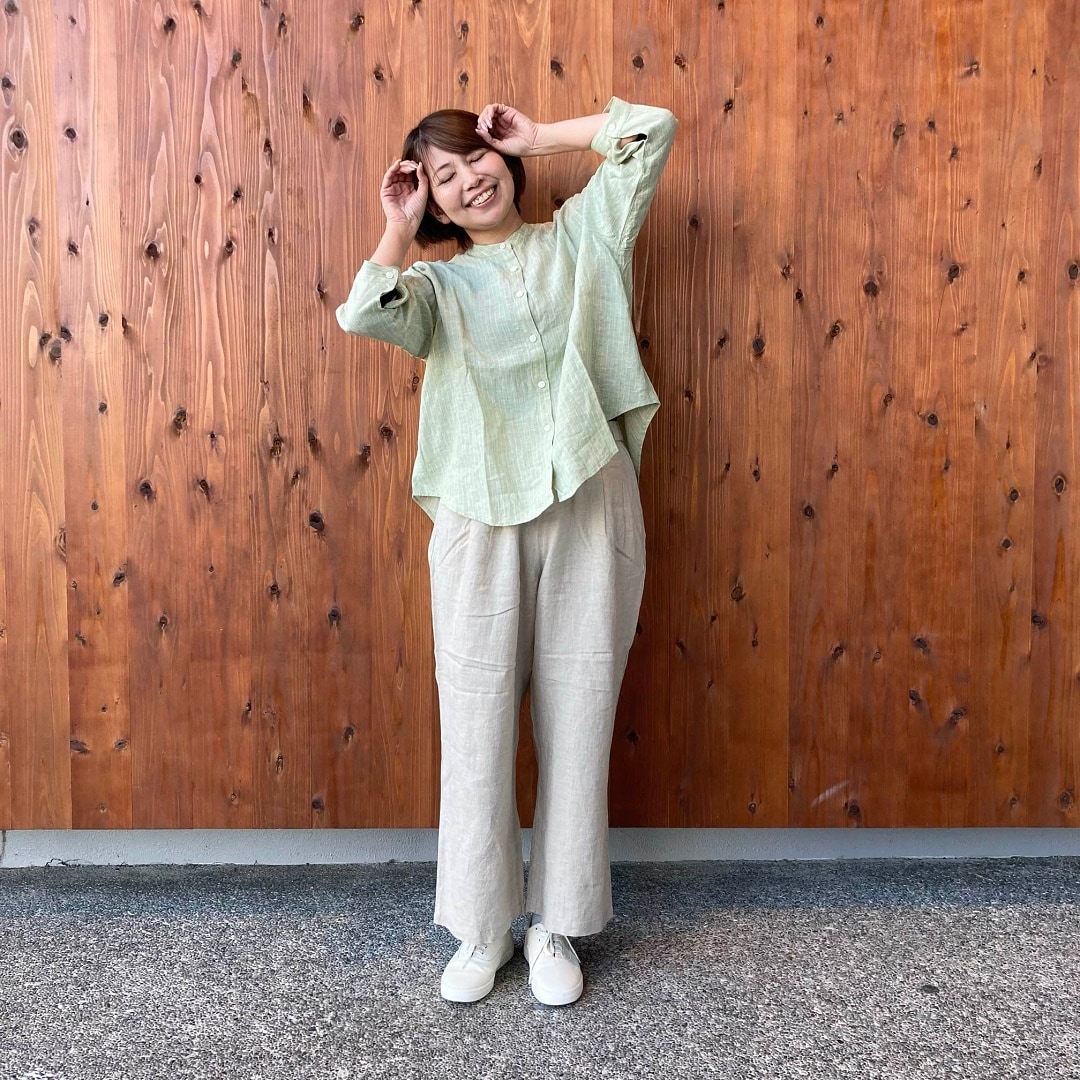 リネン洗いざらし七分袖ブラウス