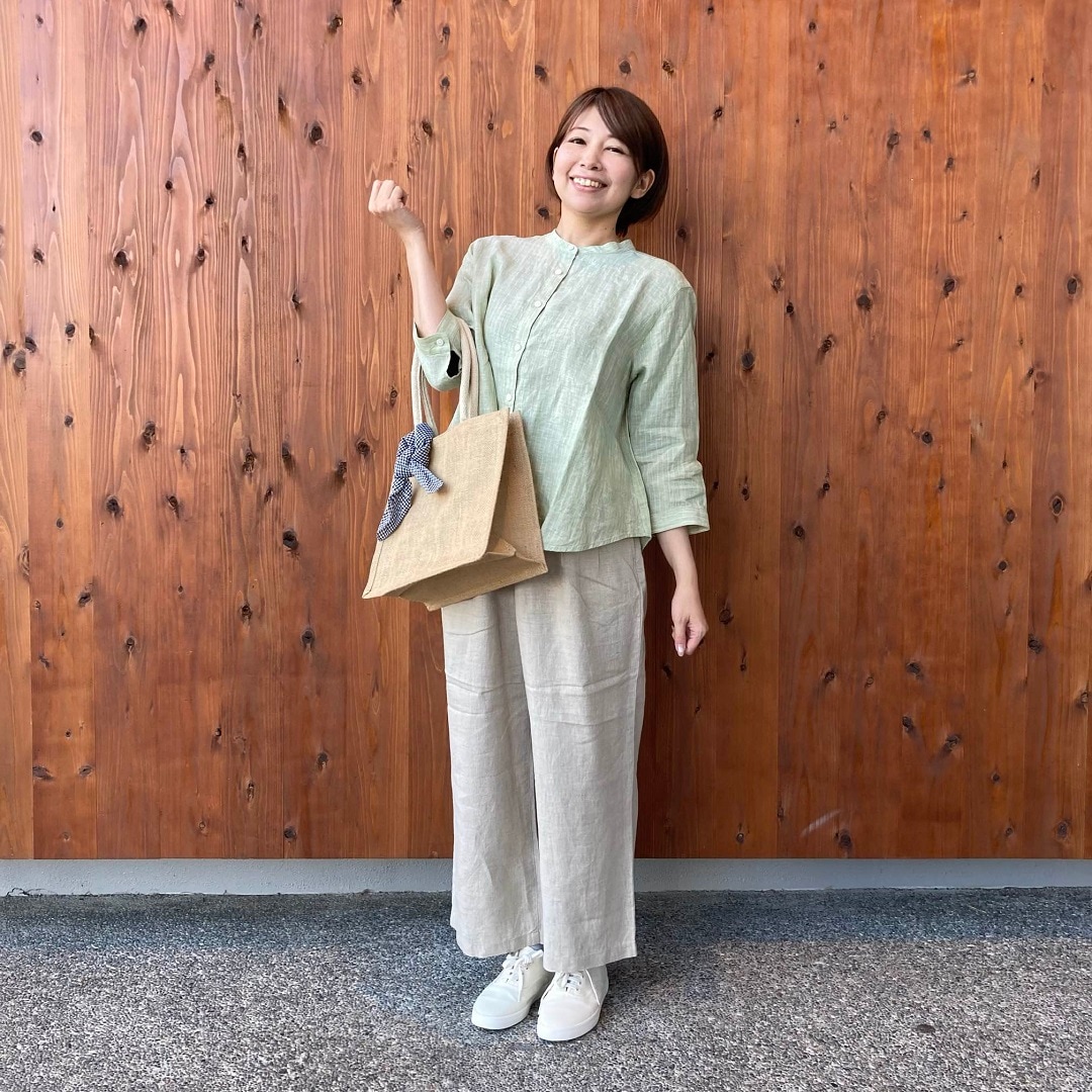 リネン洗いざらし七分袖ブラウス