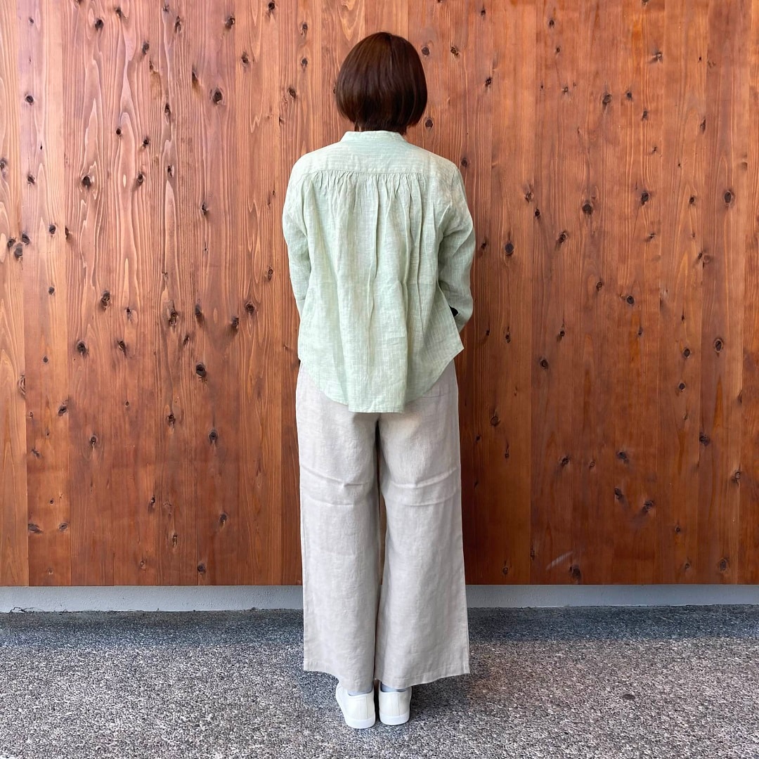 リネン洗いざらし七分袖ブラウス