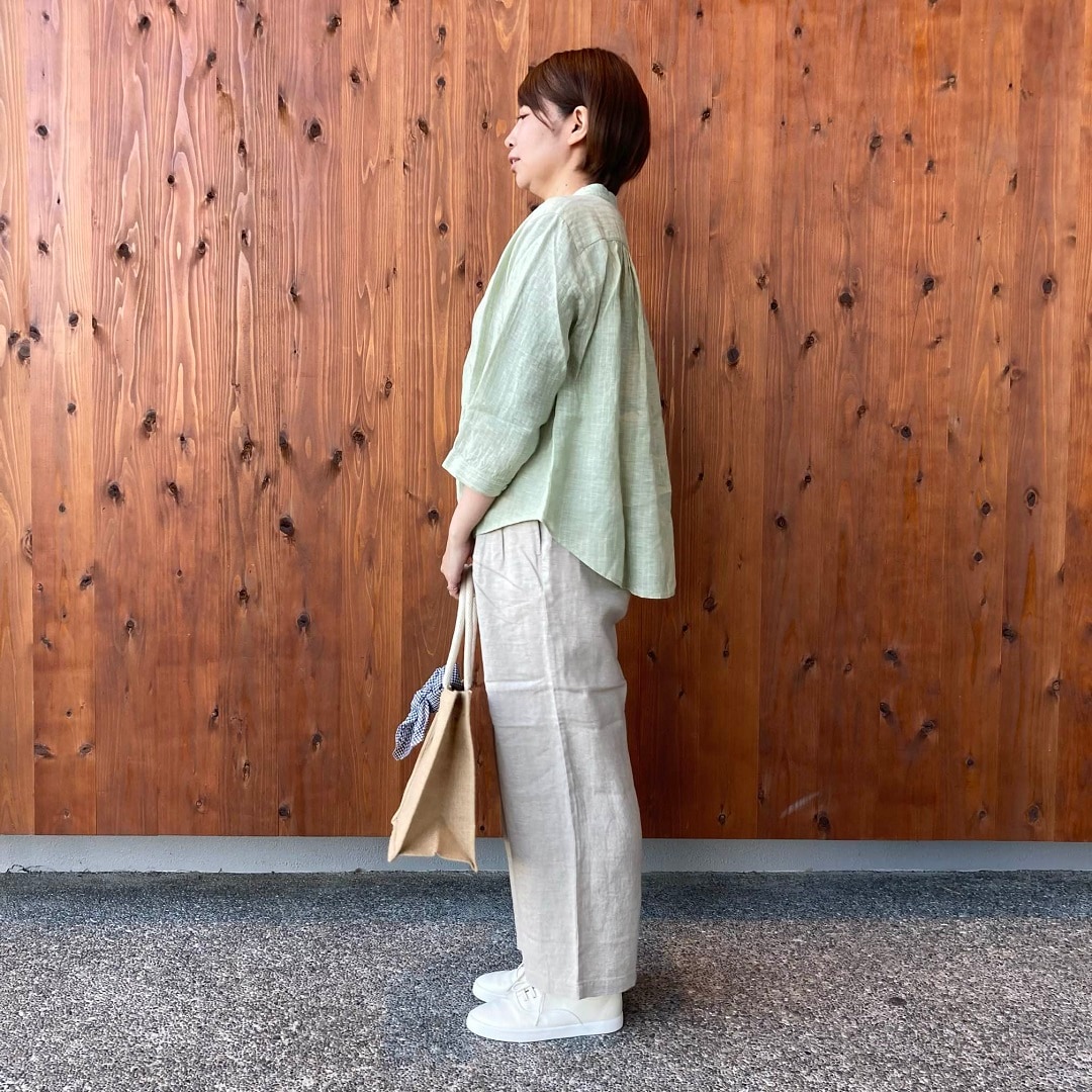 リネン洗いざらし七分袖ブラウス