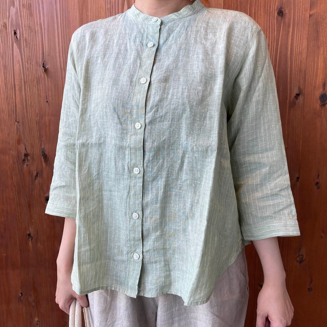 リネン洗いざらし七分袖ブラウス