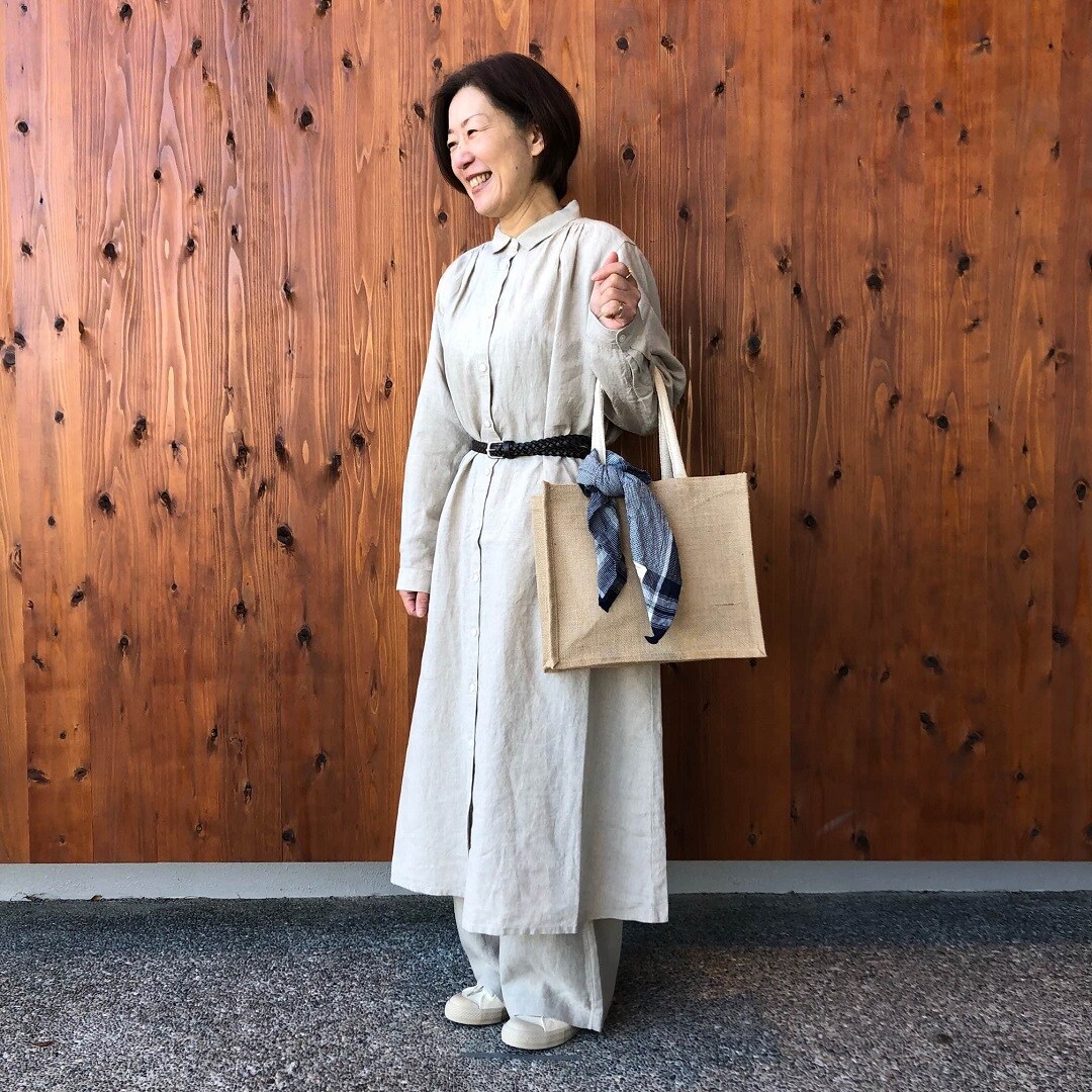 リネン洗いざらしイージーワイドパンツ