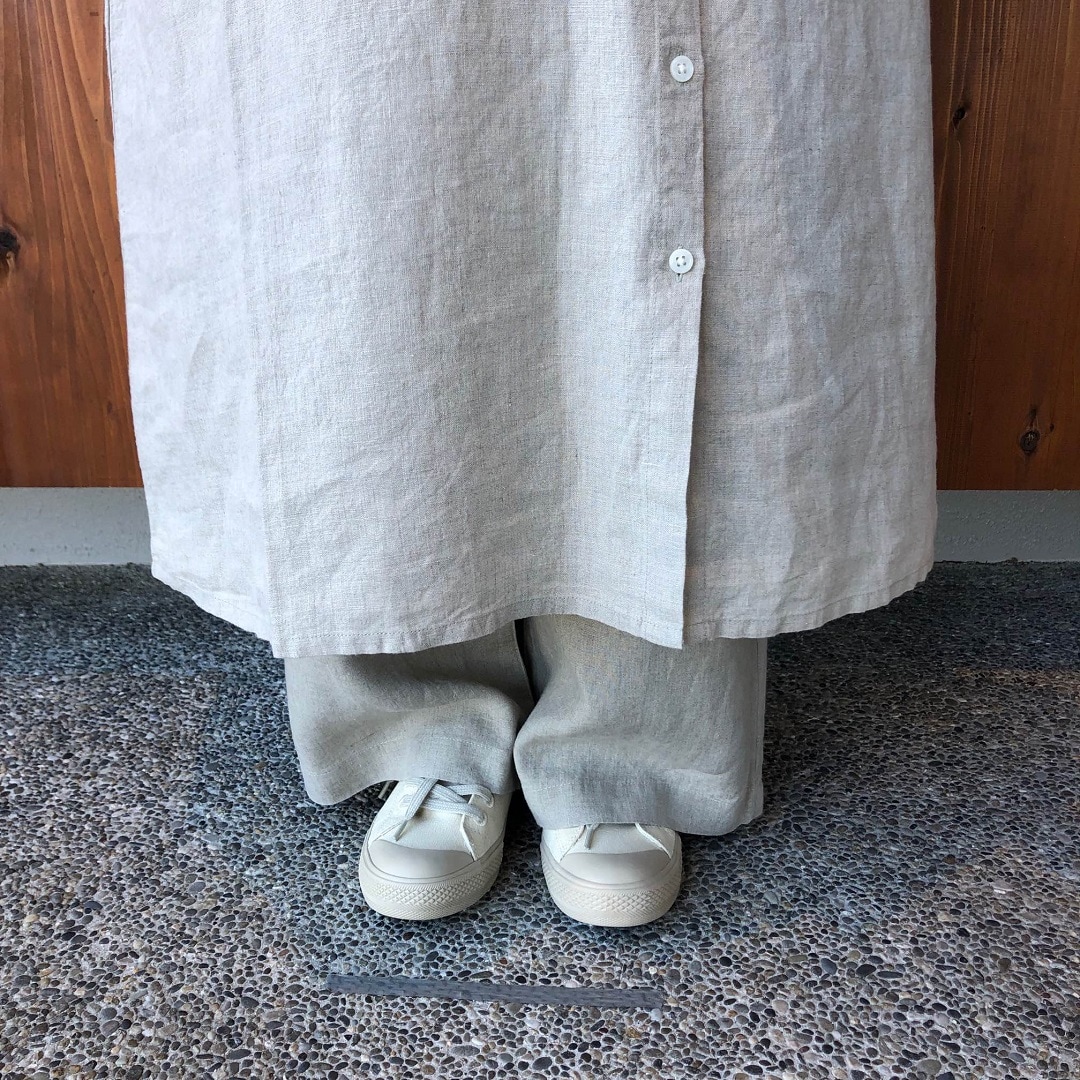 リネン洗いざらしイージーワイドパンツ