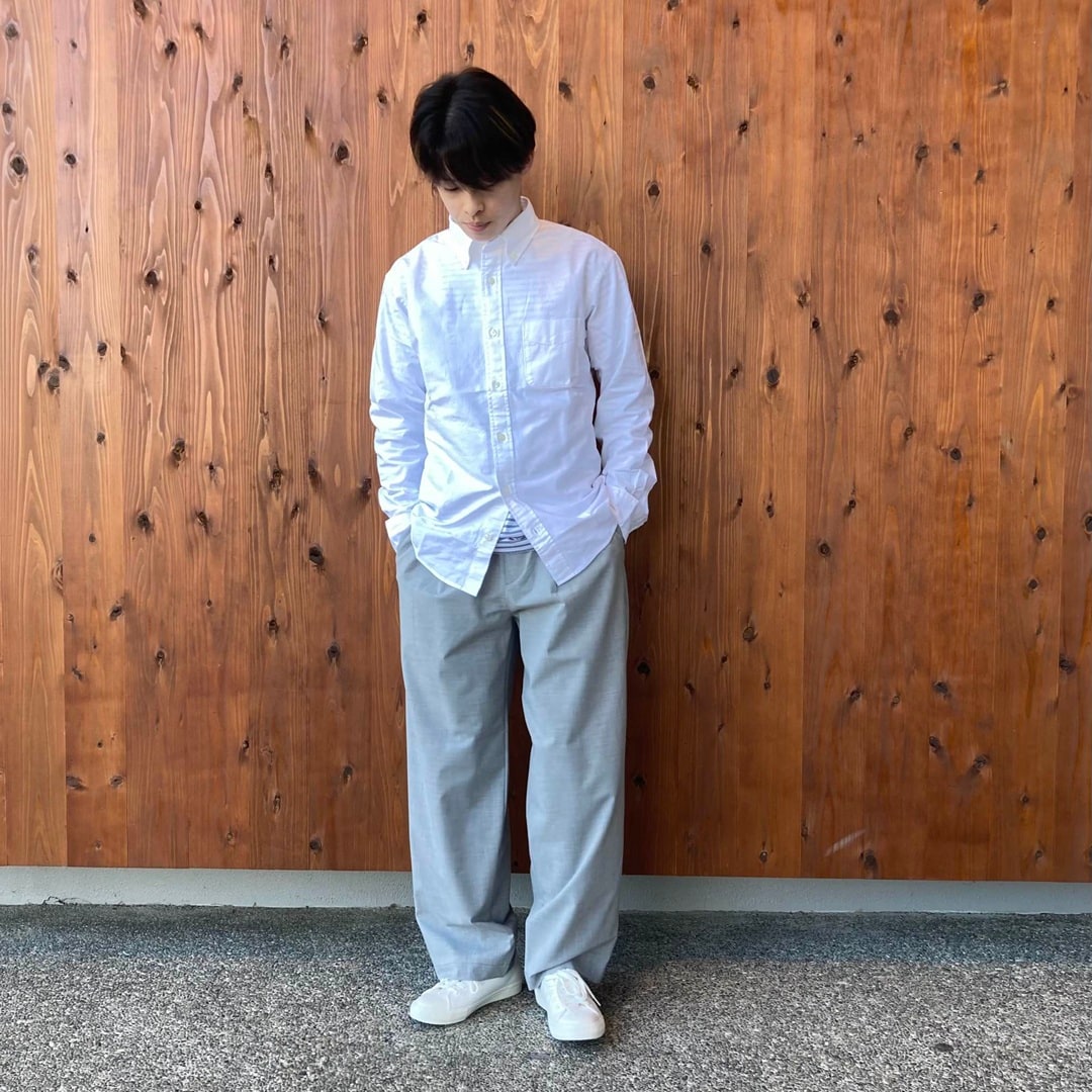 洗いざらしオックスボタンダウン長袖シャツ