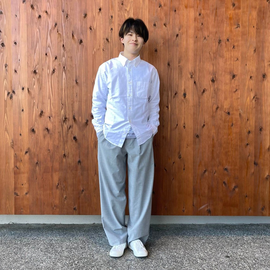 洗いざらしオックスボタンダウン長袖シャツ