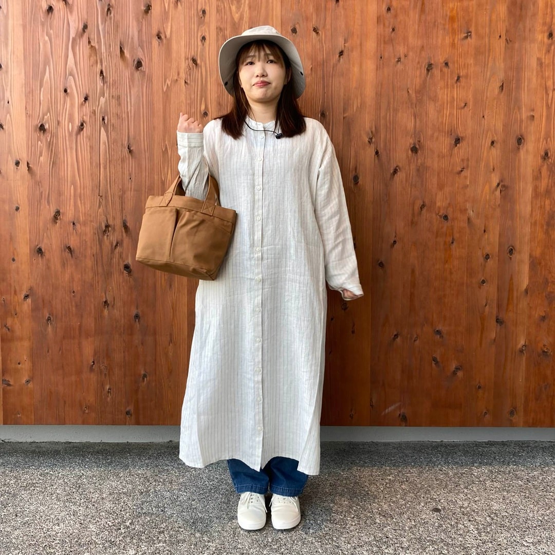 リネン洗いざらし長袖シャツワンピース