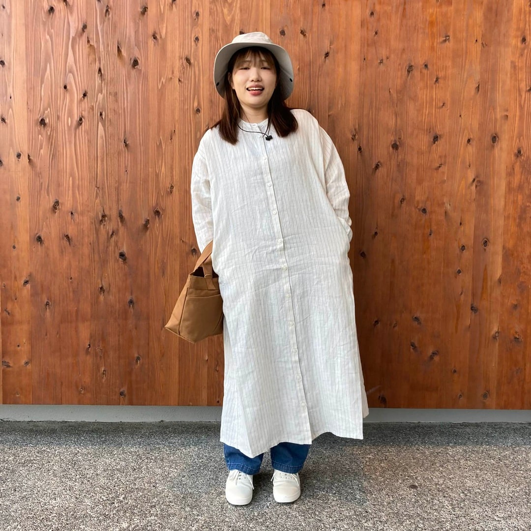 リネン洗いざらし長袖シャツワンピース