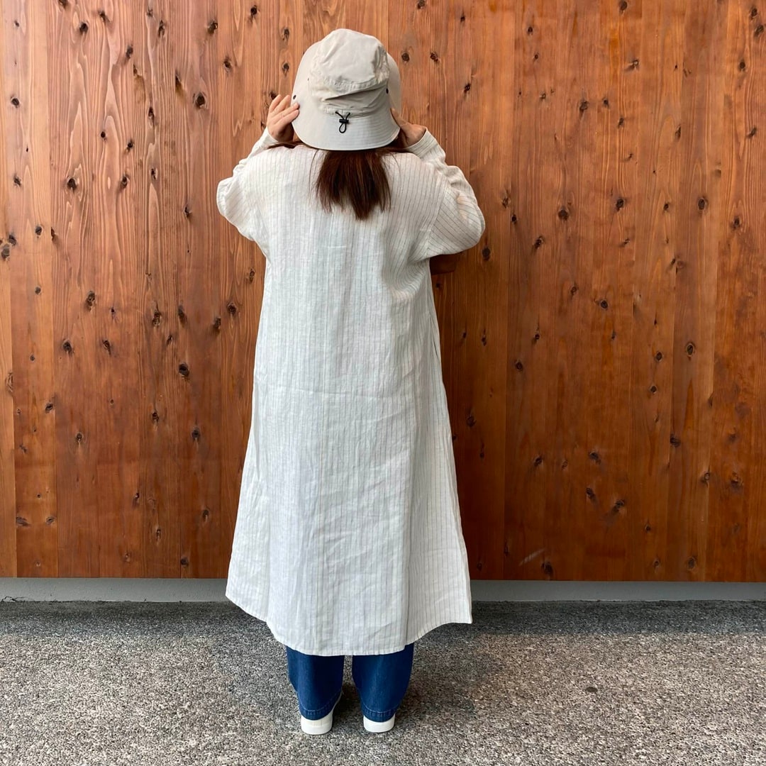 リネン洗いざらし長袖シャツワンピース