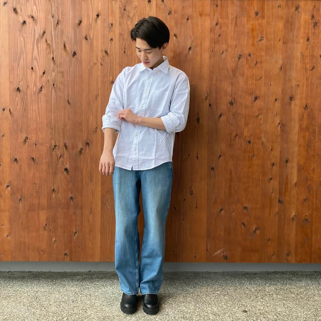 洗いざらしオックスボタンダウン長袖シャツ