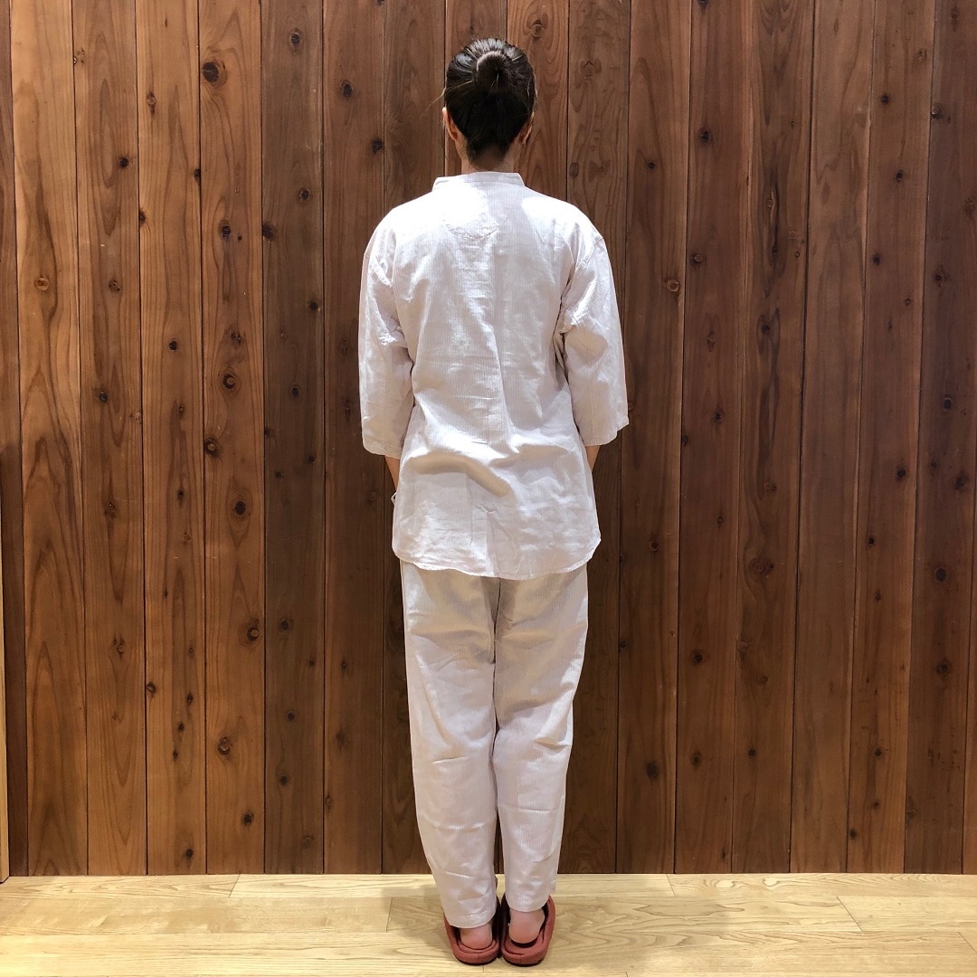 脇に縫い目のない薄手ガーゼ七分袖パジャマ