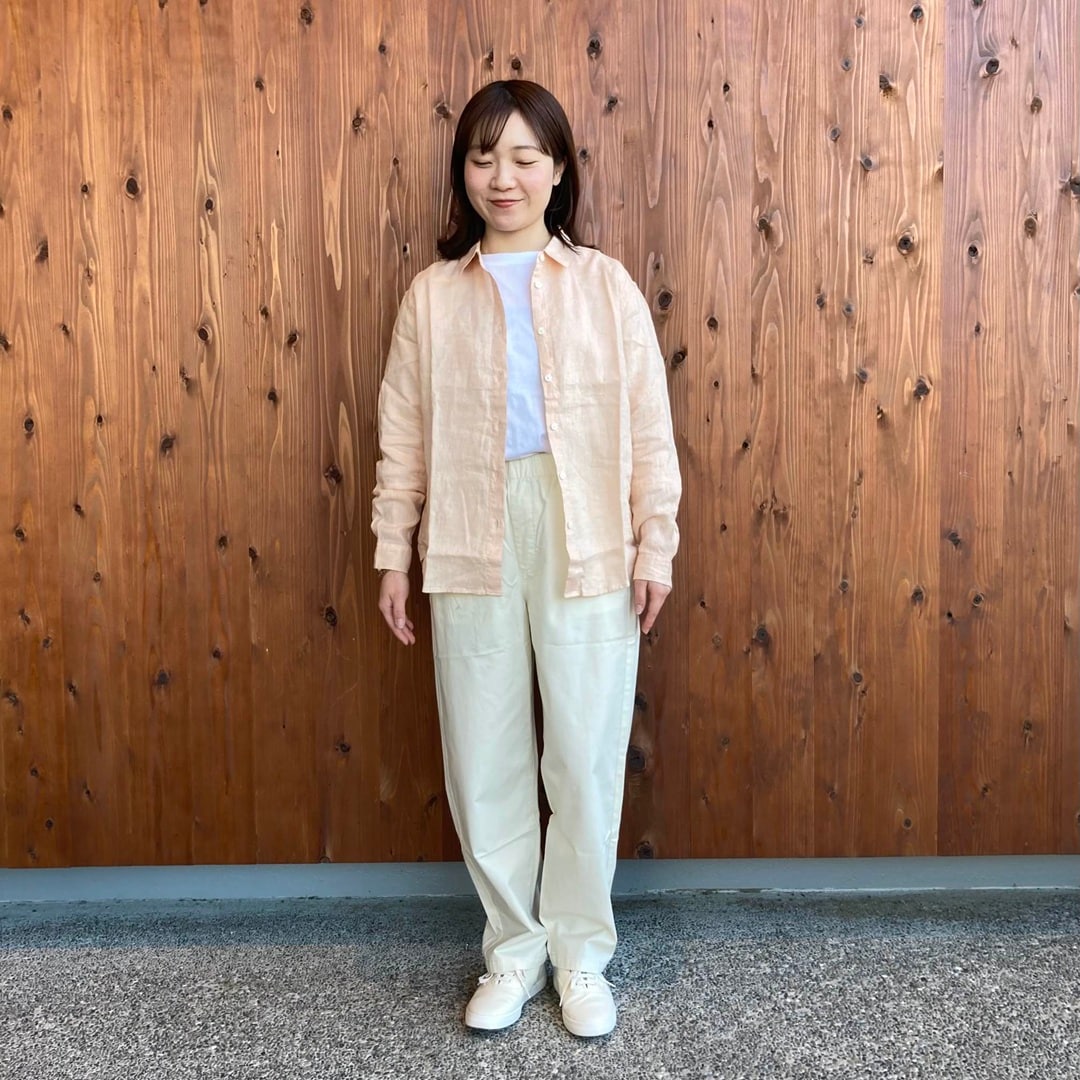 リネン洗いざらしレギュラーカラー長袖シャツ