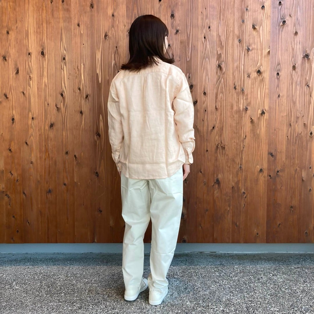 リネン洗いざらしレギュラーカラー長袖シャツ