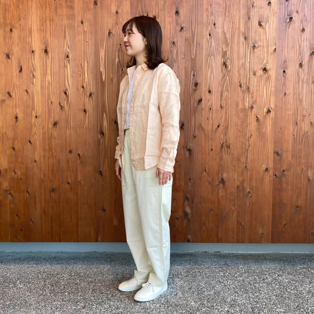 リネン洗いざらしレギュラーカラー長袖シャツ