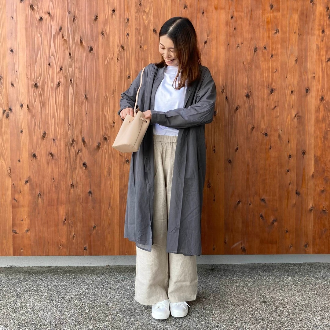 強撚シアー長袖シャツワンピース