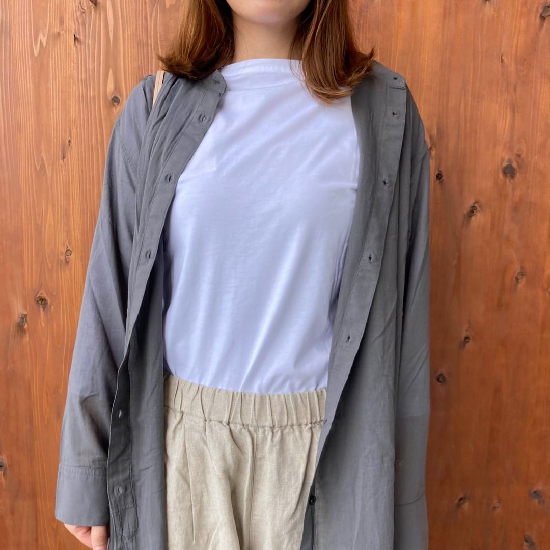 強撚シアー長袖シャツワンピース