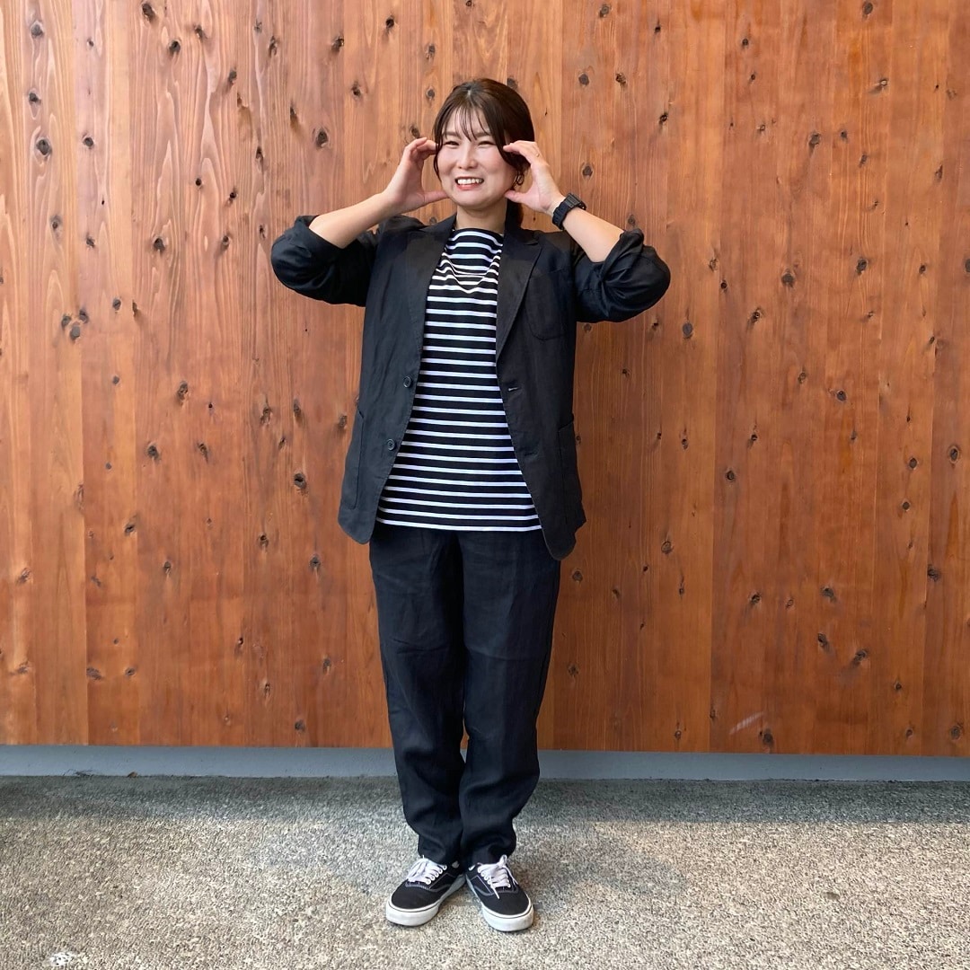 リネン洗いざらしテーパードパンツ