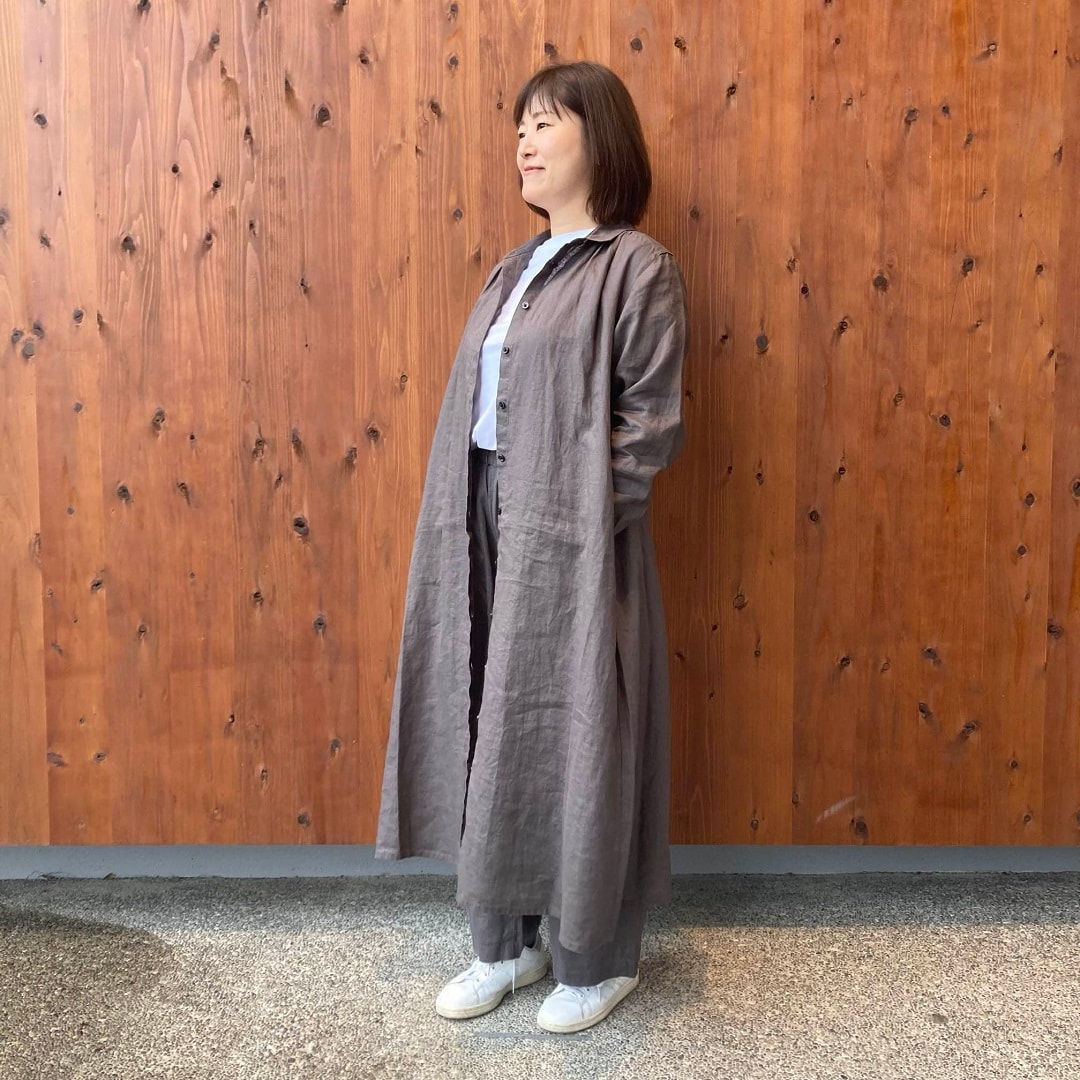 リネン洗いざらしイージーワイドパンツ